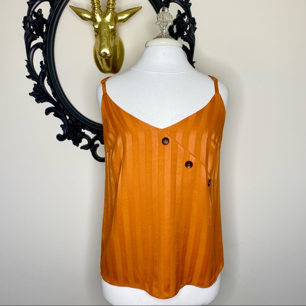 Sugarlips Orange Subtle Striped Tank Top
